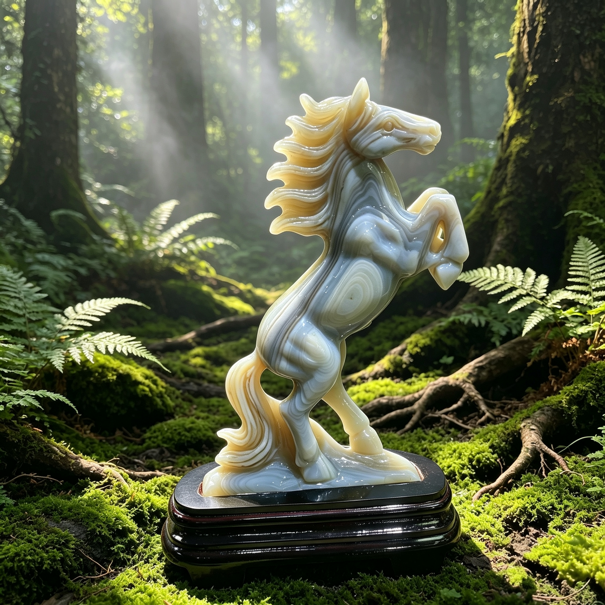Hand‑Carved Agate Horse Sculpture