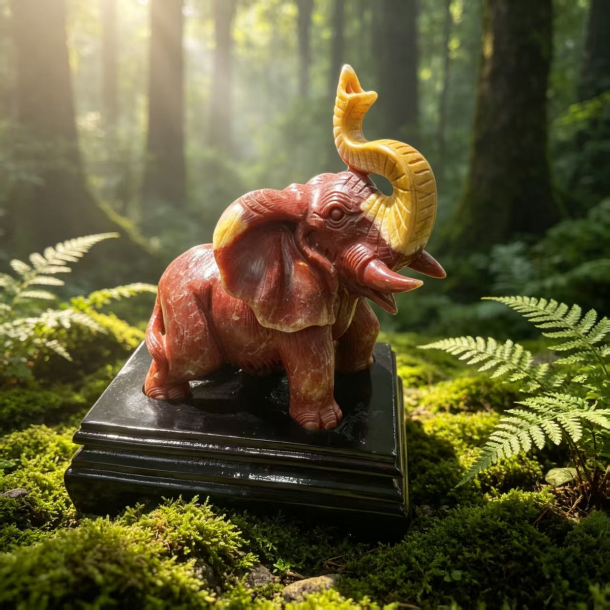 Hand-carved elephant mookaite jasper