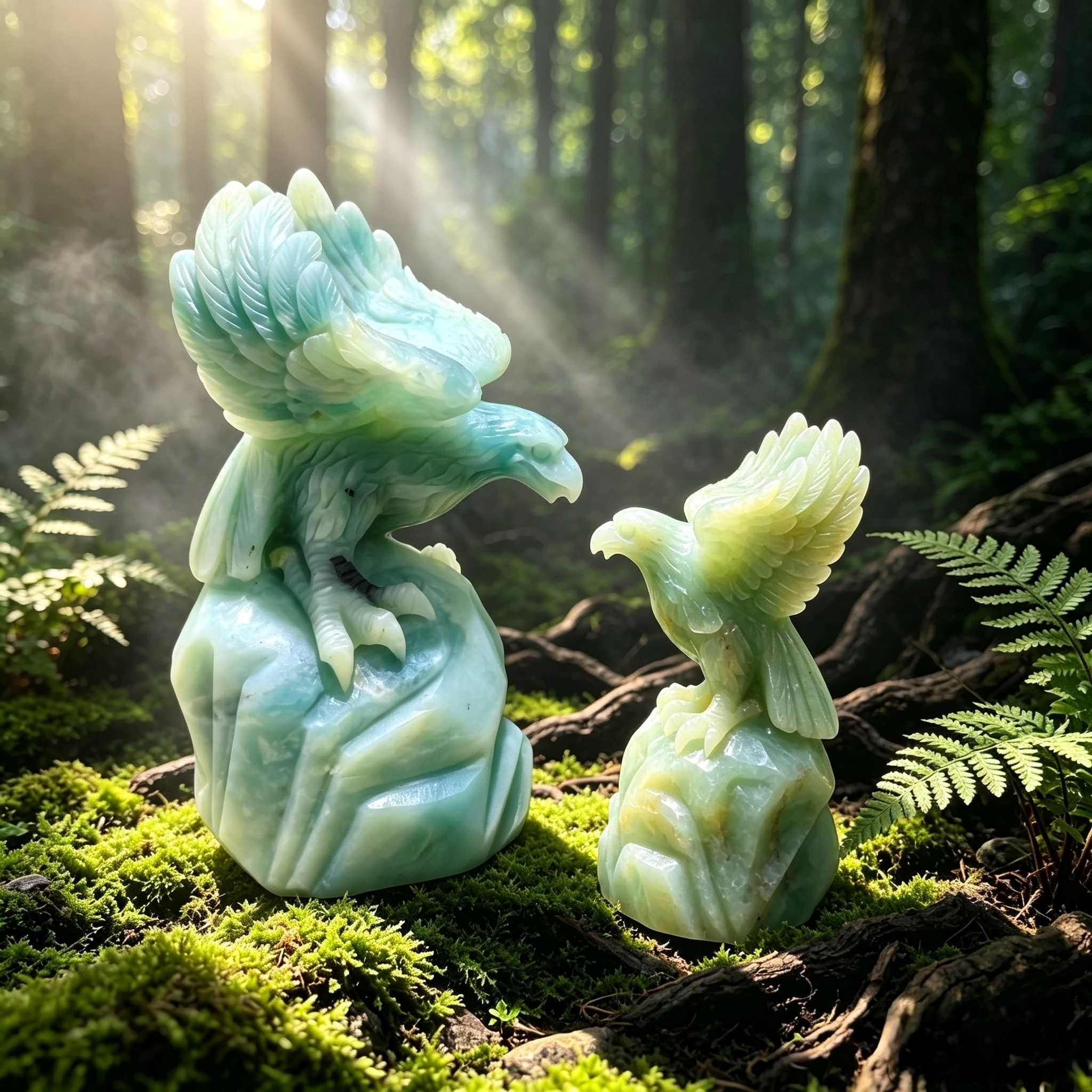 Hand‑Carved Amazonite Eagle Sculpture