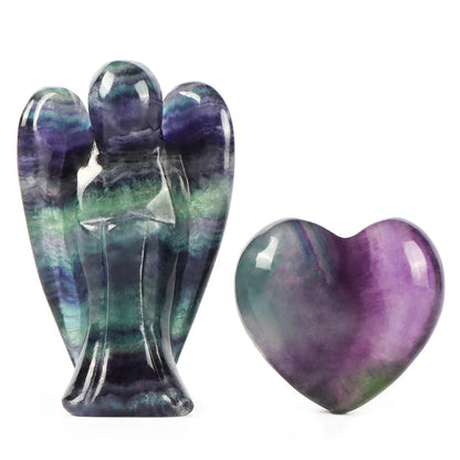 Pocket Guardian Angel Figurine and Chakra Heart Stone Set