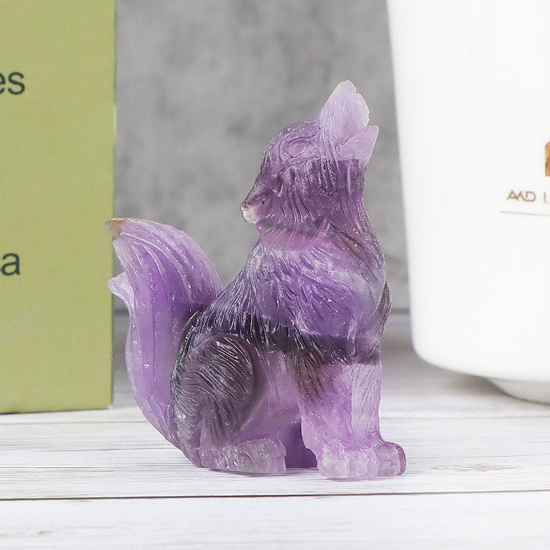 2" Crystal Big Tail Wolf Figurine SmqartCrystal