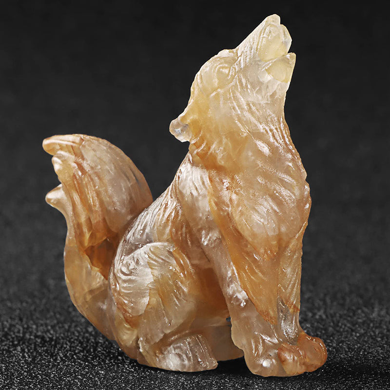 2" Crystal Big Tail Wolf Figurine SmqartCrystal