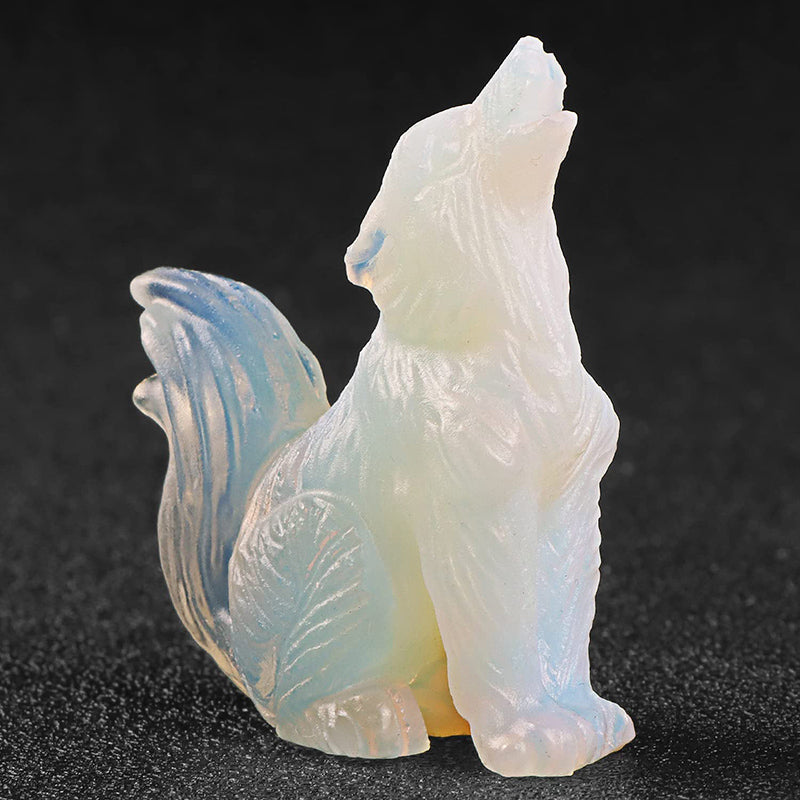 2" Crystal Big Tail Wolf Figurine SmqartCrystal